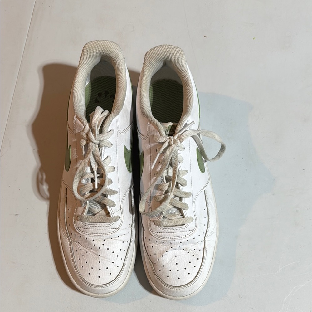 Nike White Sneakers with Green accents